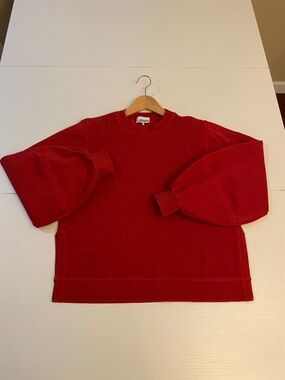 GANNI Red Isoli Balloon Sleeve Crewneck Sweatshirt - Size M